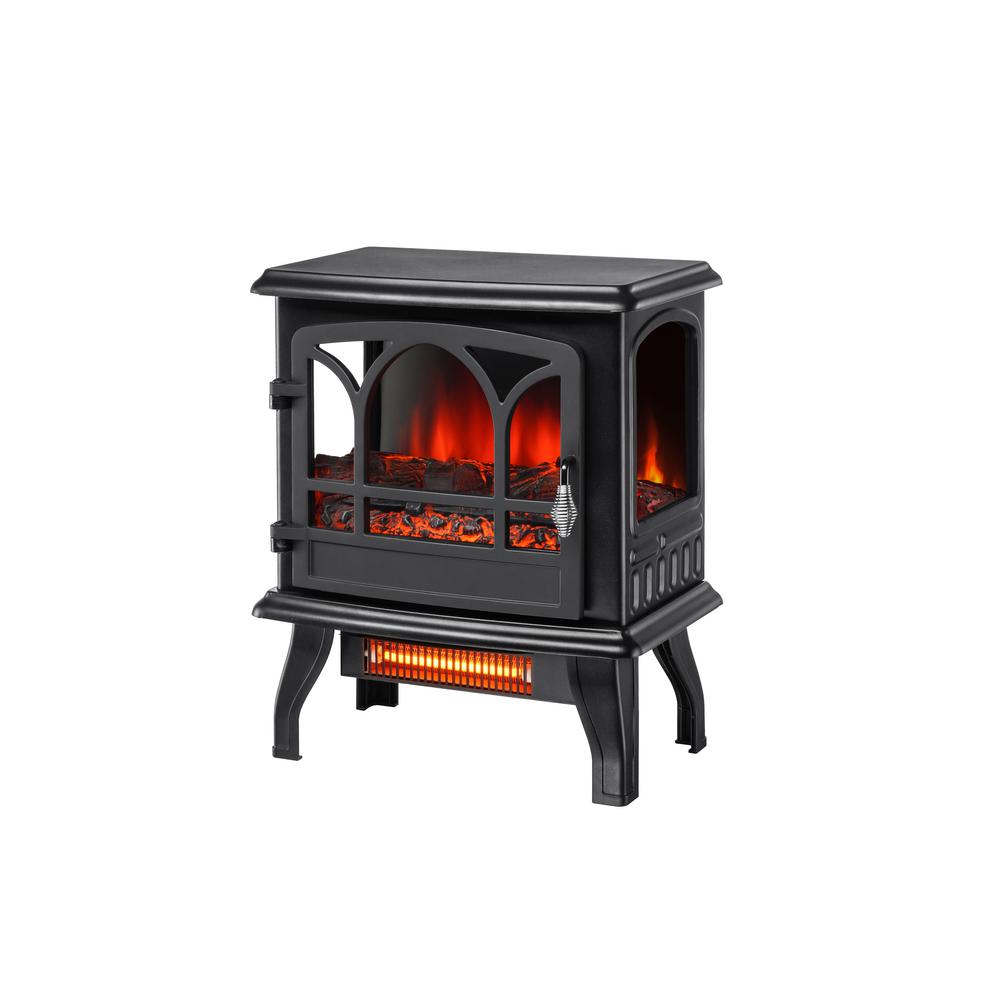 Kingham 1,000 sq. ft. Panoramic Infrared Electric Stove in Black with Electronic Thermostat