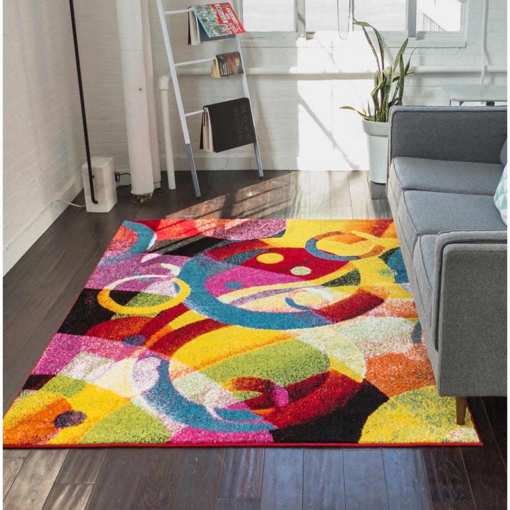 Bright 8 X 10 Well Woven Area Rugs The Home Depot Viva Brilliant Multi 8 Ft X 10 Contemporary Area Rug