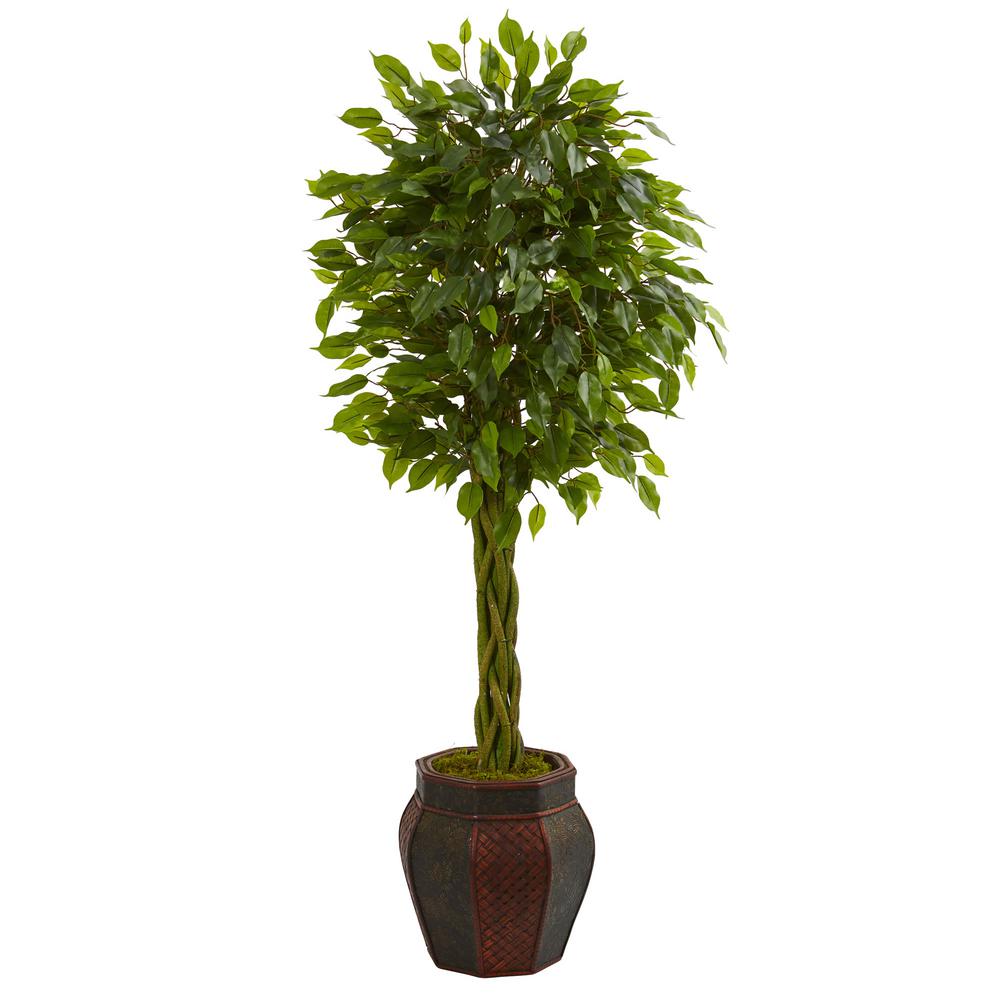 Nearly Natural 4.5 ft. High Indoor Braided Ficus Artificial Tree in