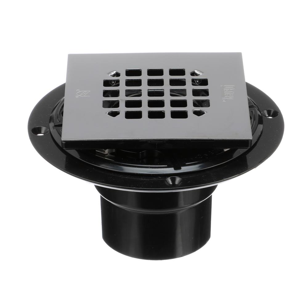 Oatey Round Black Abs Shower Drain With 4 12 In Square Snap In