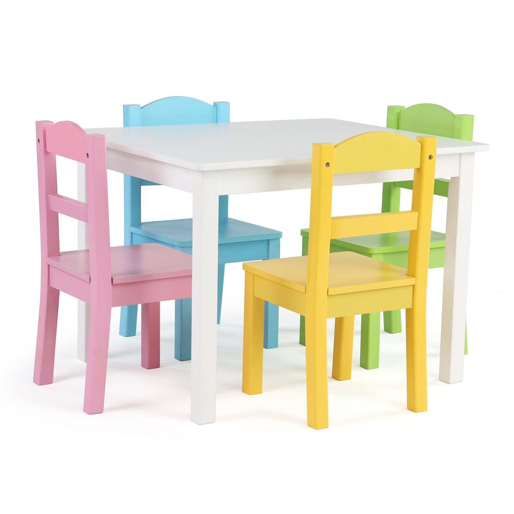 Tot Tutors Pastel 5-Piece Kids Table and Chair Set-TC714 - The Home Depot