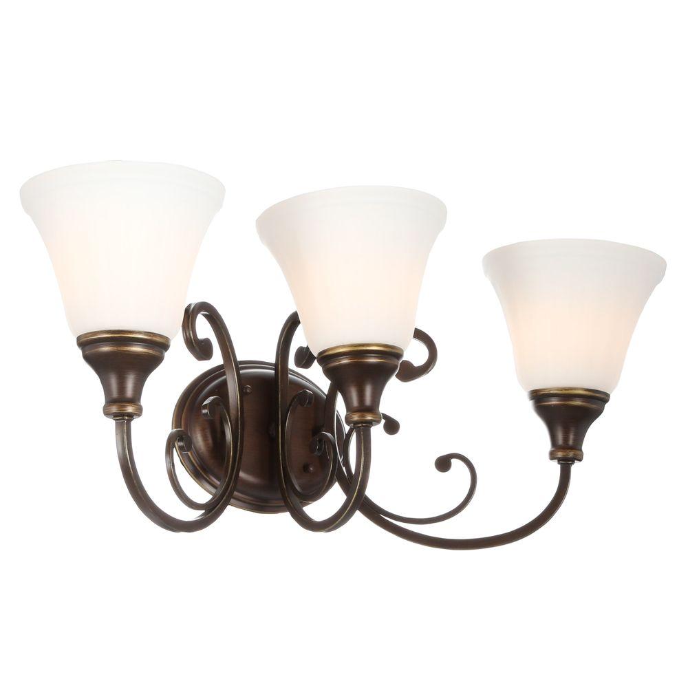 Hampton Bay Bronze Vanity Lighting The Home Depot Somerset 3 Light Bronze Vanity