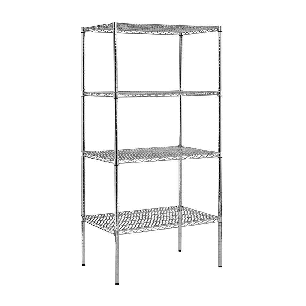 Sandusky 74 In H X 36 W 24 D 4 Shelf Chrome Wire Sandusky 74 In H X 36 W 24 D 4