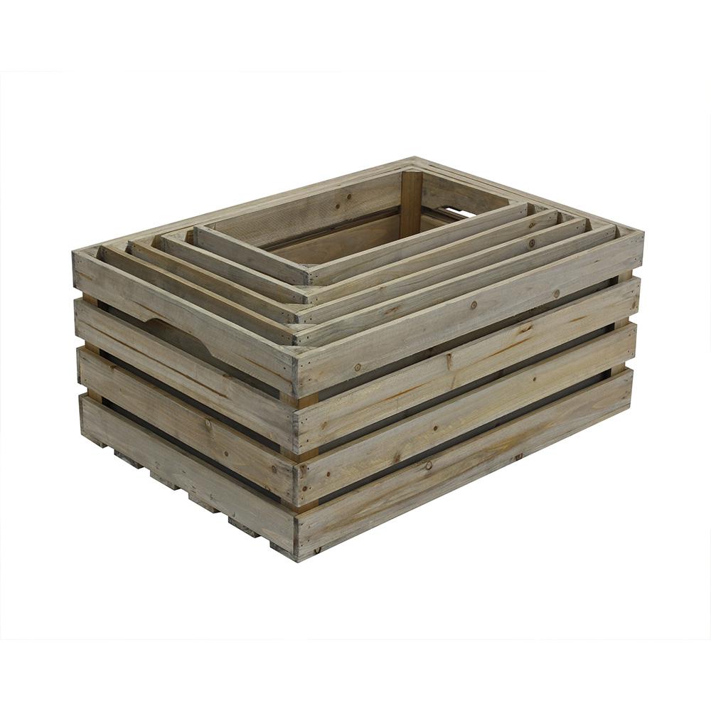 Crates & Pallet 18 in. x 12.5 in. x 9.5 in. Large Wood Crate (3Pack)94640 The Home Depot