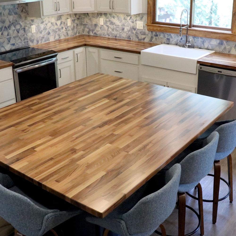 Hardwood Reflections 6 Ft 2 In L X 3 Ft 3 In D X 1 5 In T Island Butcher Block Countertop In Unfinished European Walnut