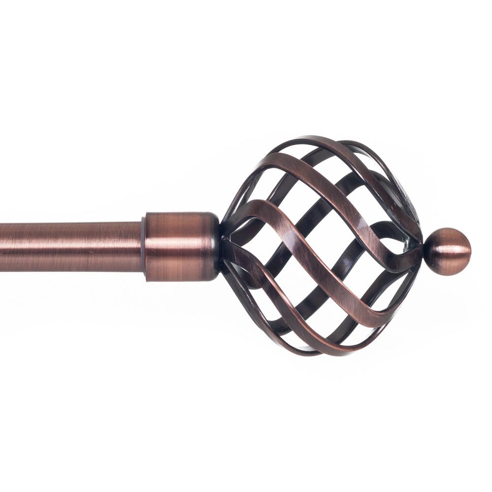 Lavish Home Twisted Sphere 62 In 144 Telescoping 3 4 Twisted Sphere 62 In 144 Telescoping 3 4 Single Curtain Rod Kit Copper