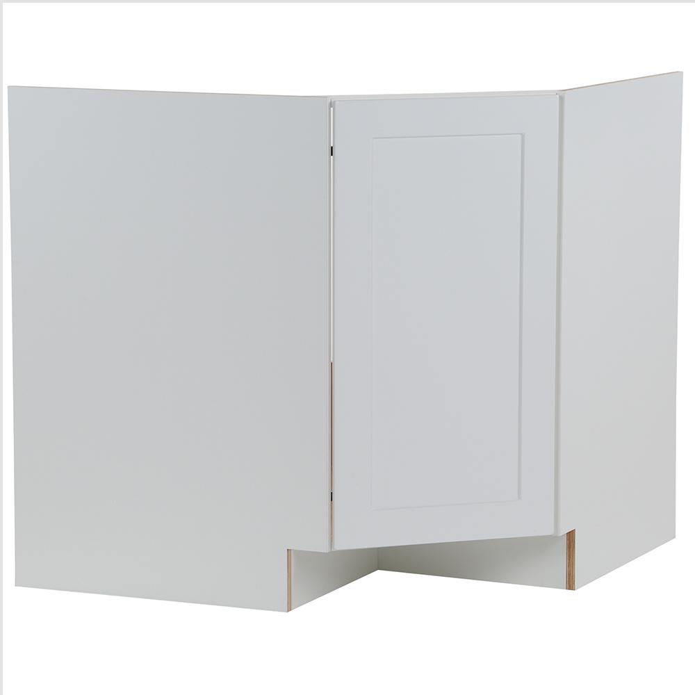 Hampton Bay Cambridge Shaker Ready To Assemble 36x34 5x24 5 In Corner Sink Base Cabinet W 1 Soft Close Door In White Cm3635c Wh The Home Depot