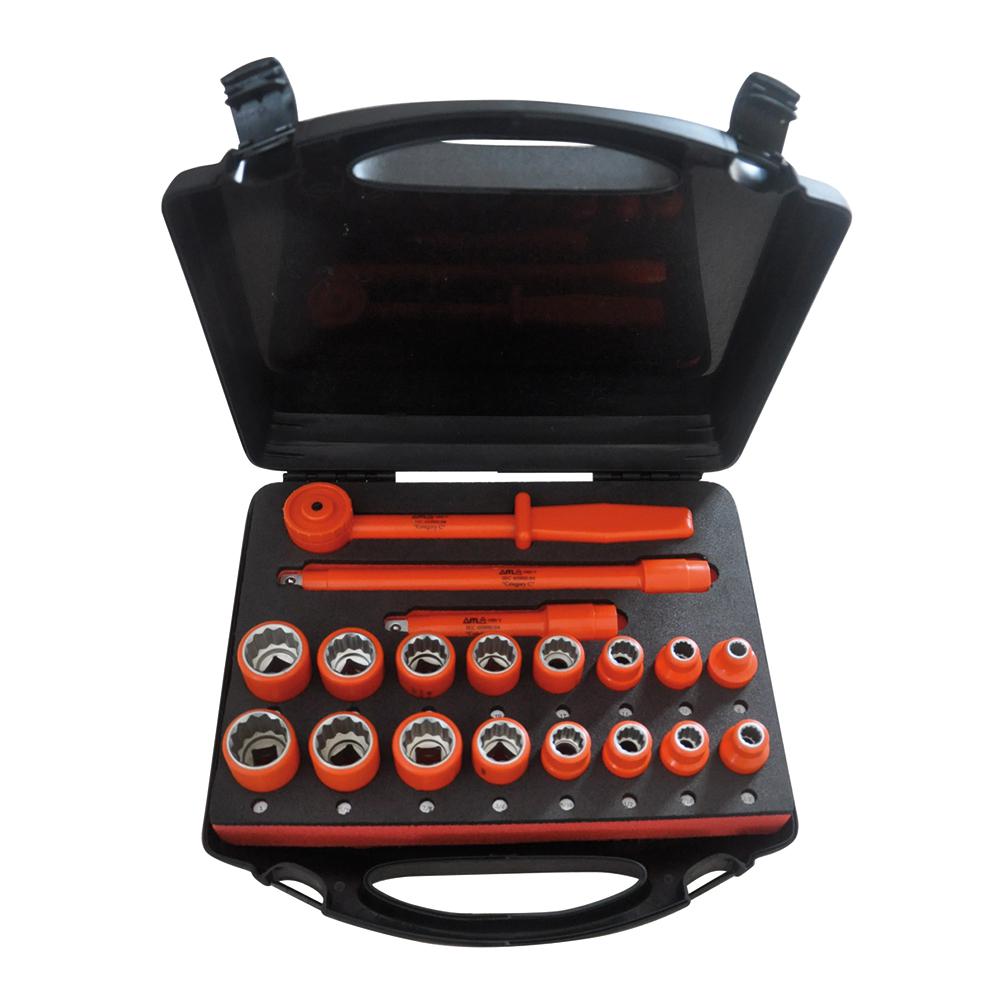 Jameson 1000Volt Insulated 1/2 in. Drive Combination Socket Set (19