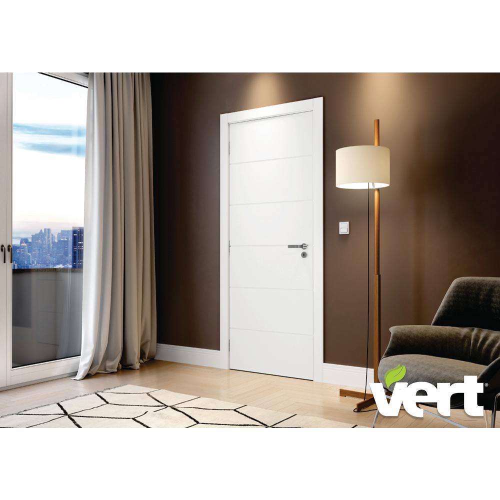 Vert 30 In X 80 In Modern 6 Panel White Left Handed Solid Core Wood Single Prehung Interior Door