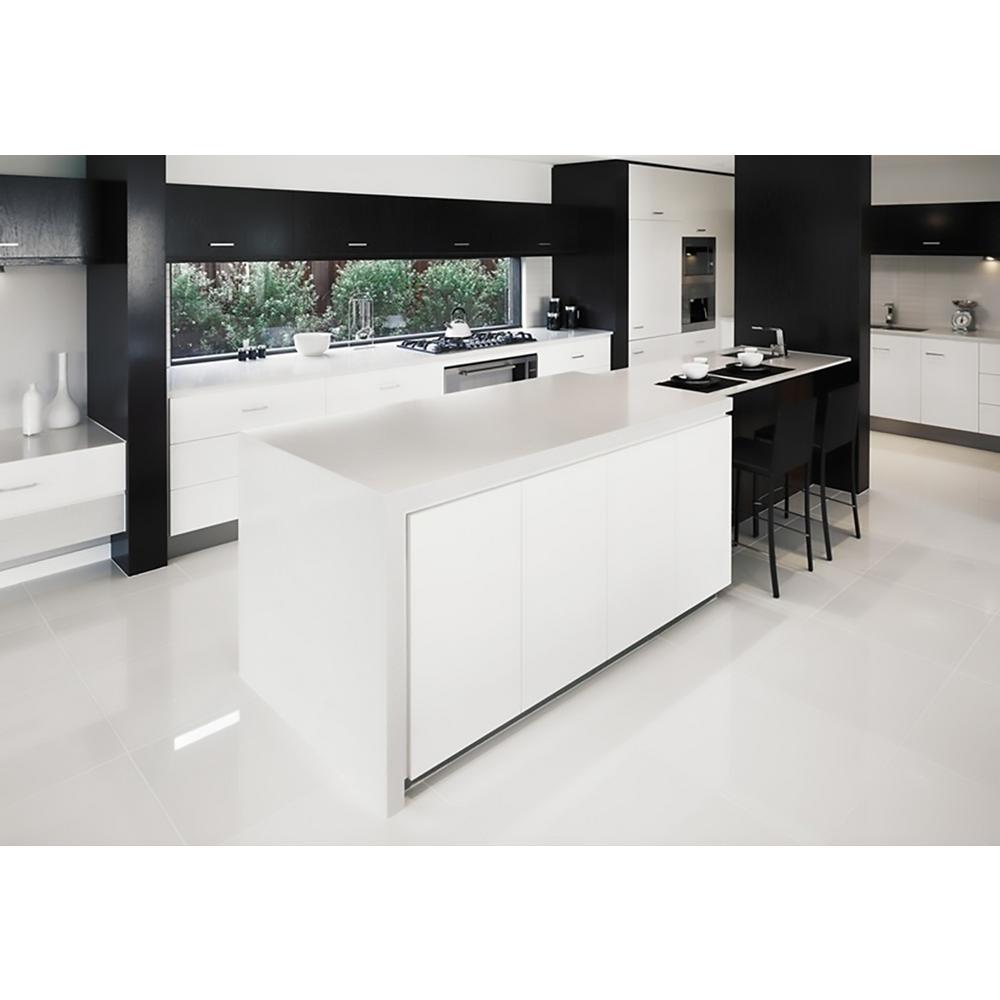 Miami White Gloss 32 In X 32 In Rectified Glazed Porcelain Floor