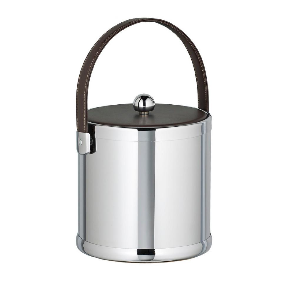 Kraftware Contempo 3 Qt. Brown Ice Bucket with Bale Handle and Thick Vinyl Lid 51760 The Home