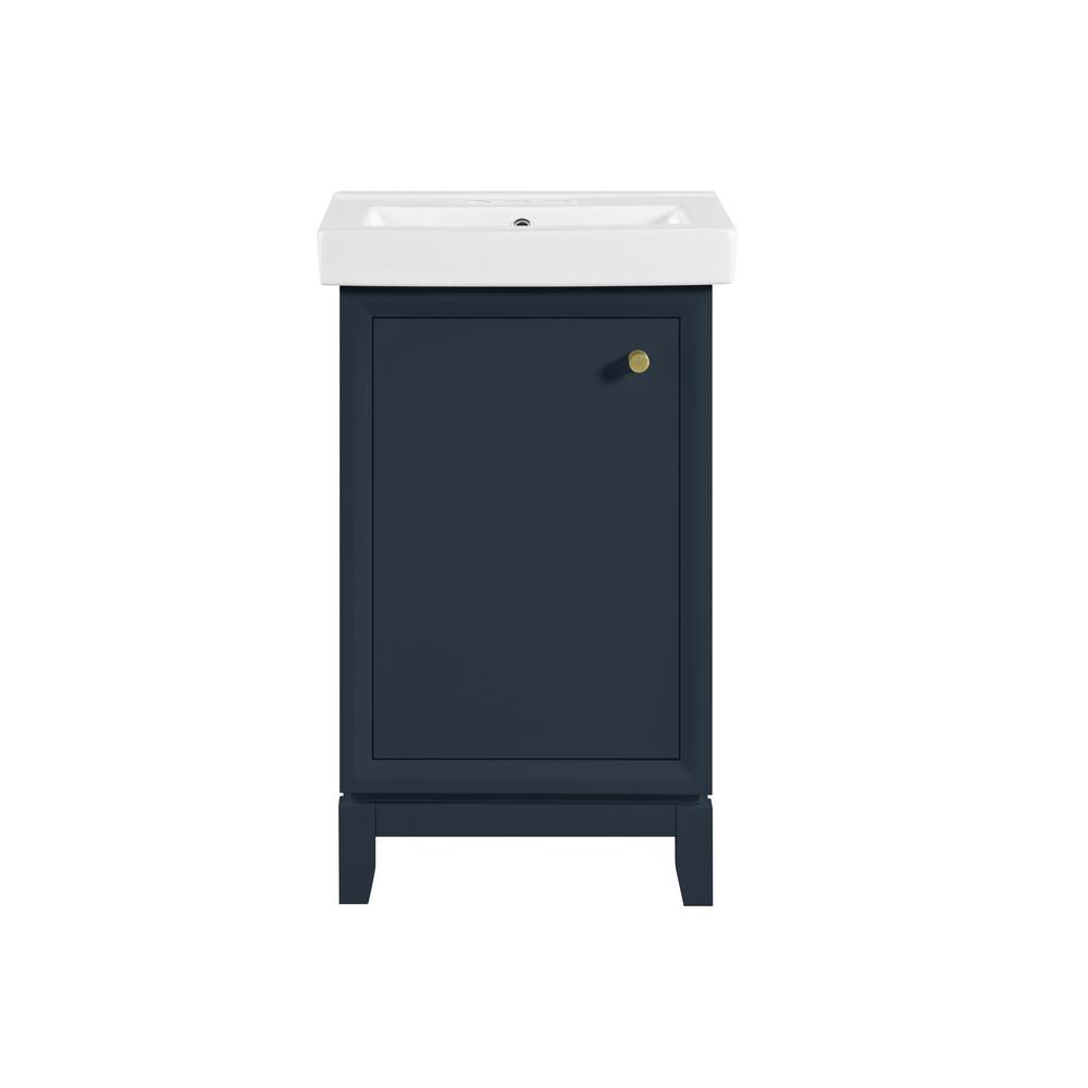 Home Decorators Collection Norris 20 in. W x 16 in. D Bath Vanity in Midnight Blue with Ceramic Vanity top in White with White Basin