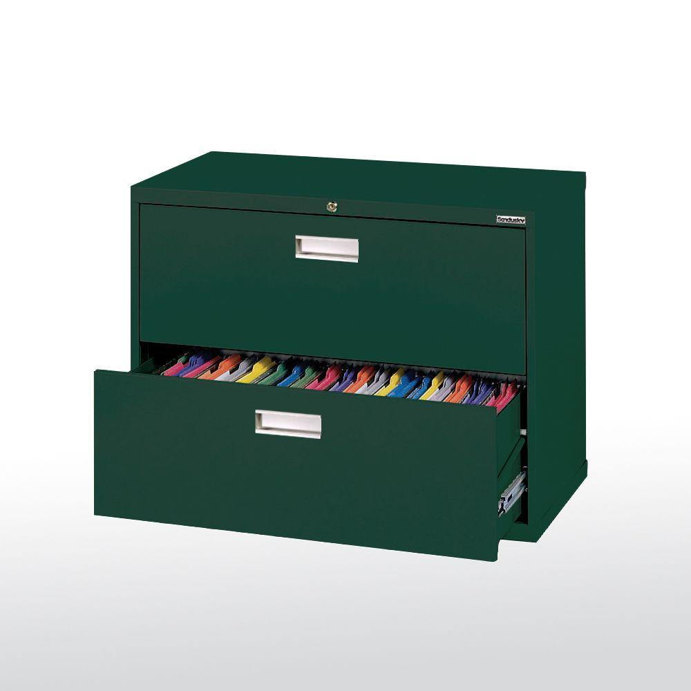 600 Series 36 In W 2 Drawer Lateral File Cabinet In Forest Green