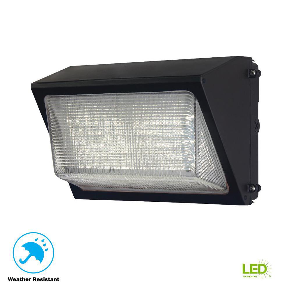 Dusk To Dawn Outdoor Wall Lighting The Home Depot High Output Bronze Outdoor Integrated Led Wall Pack Light With 6800 Lumen Dusk To