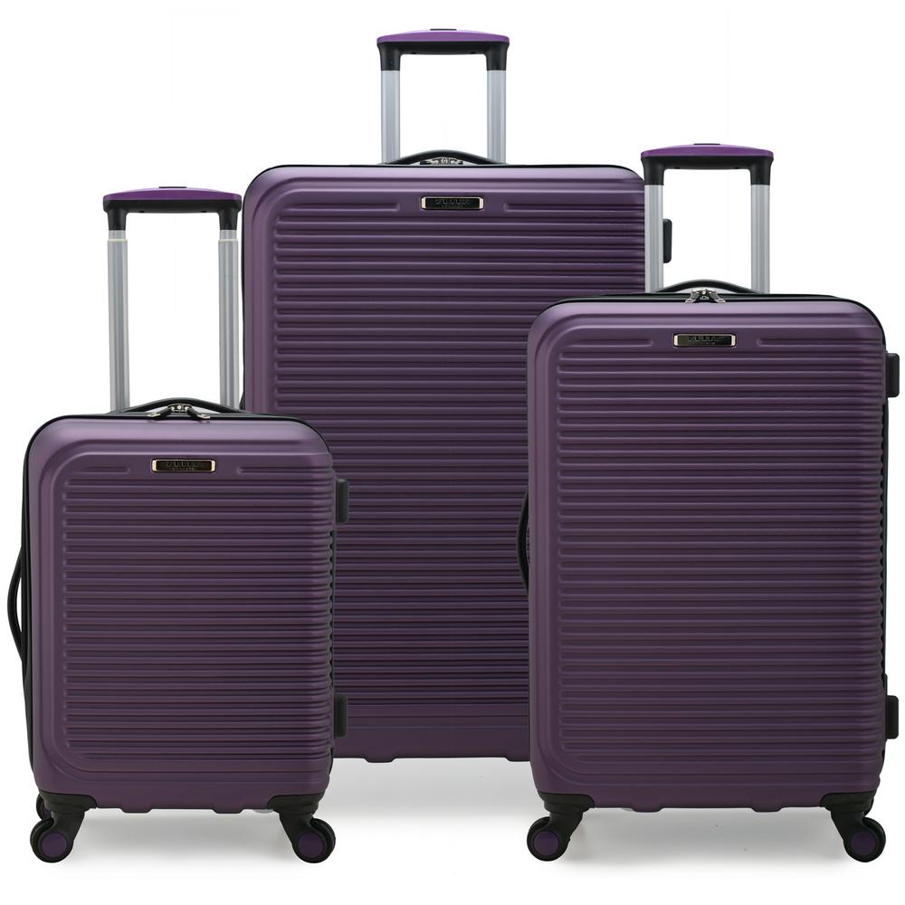 purple hard luggage set