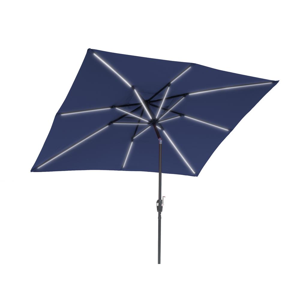 Sunray 9 Ft X 7 Ft Market Rectangular Next Gen Solar Lighted Patio Umbrella In Navy 841053 The Home Depot