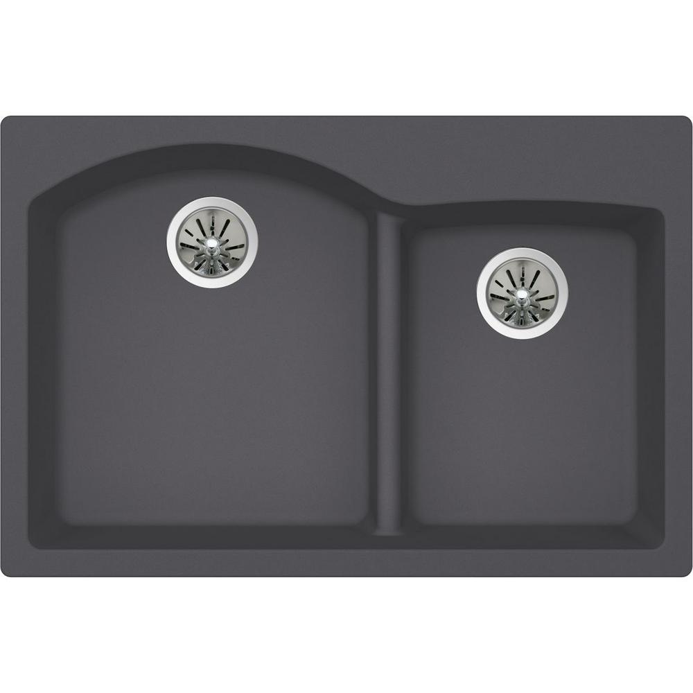 Elkay Premium Quartz Drop In Composite 33 Rounded Offset Double Elkay Premium Quartz Drop In Composite 33 Rounded Offset Double Bowl Kitchen Sink