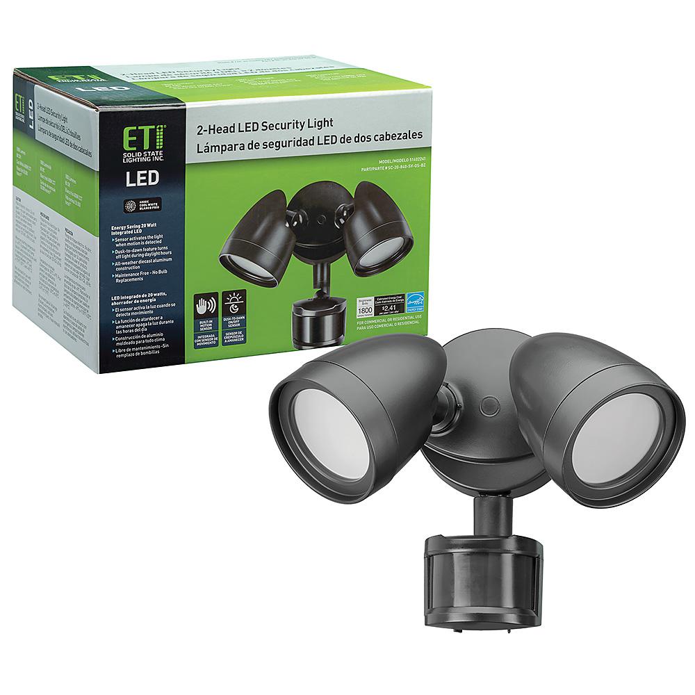 ETi 2Head Bronze Motion Activated Outdoor Integrated LED Dusk to Dawn