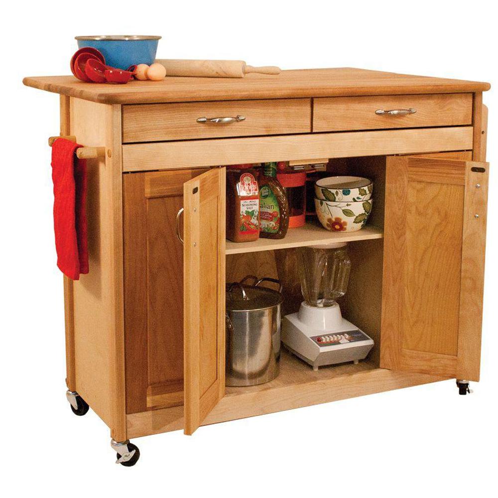 Catskill Craftsmen Natural Kitchen Cart with Butcher Block Top53228