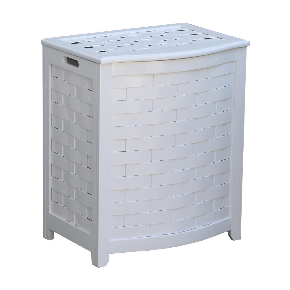 white slimline laundry basket
