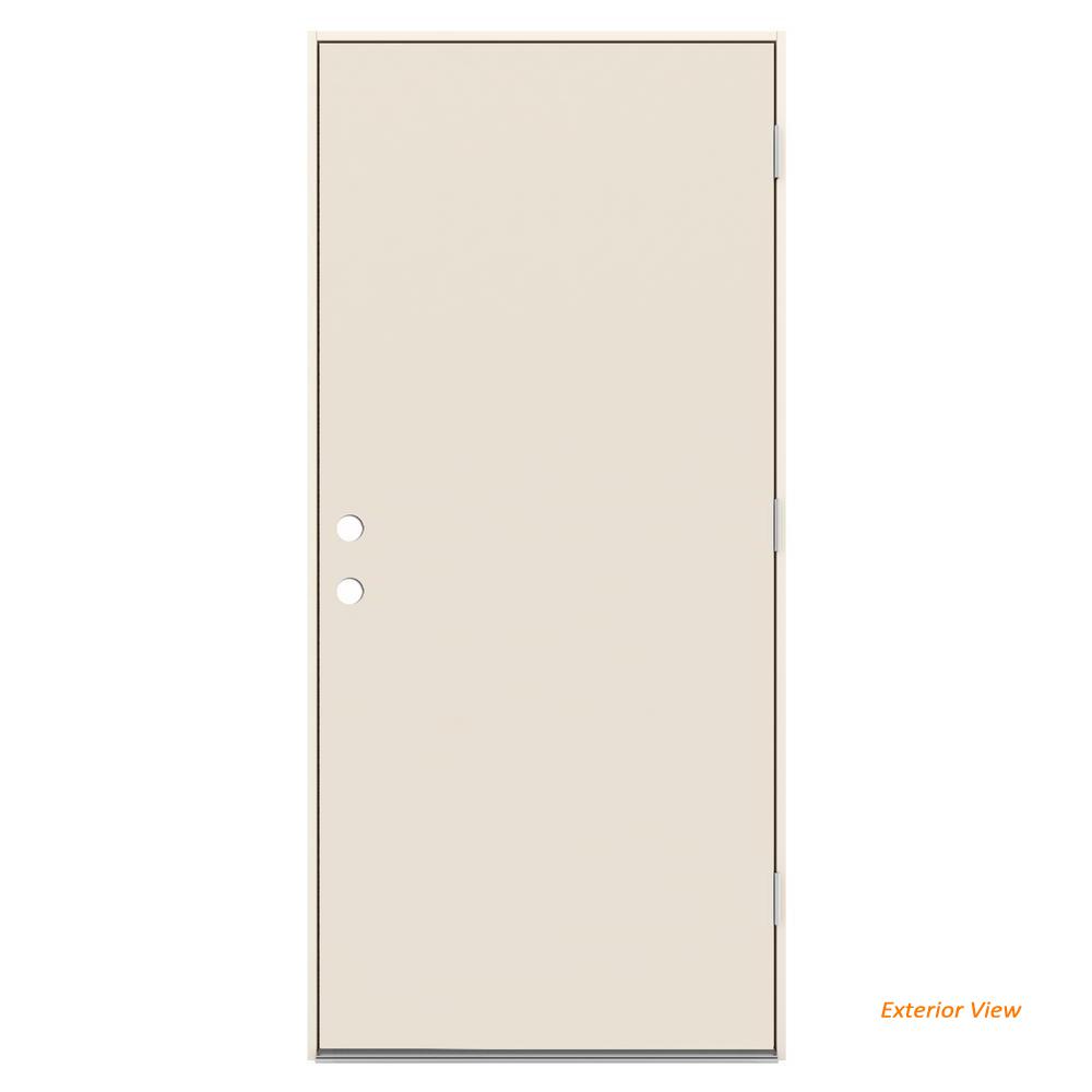 Jeld Wen 36 In X 80 In Flush Primed Steel Prehung Left Hand