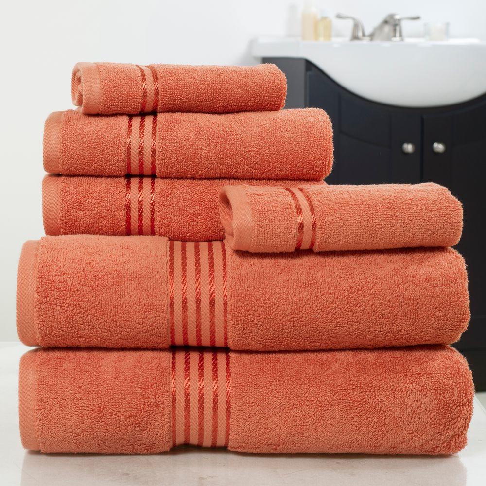 Orange Special Values Bath Towels Bedding The Home Depot 100 Egyptian Cotton Hotel Towel Set In Brick 6 Piece