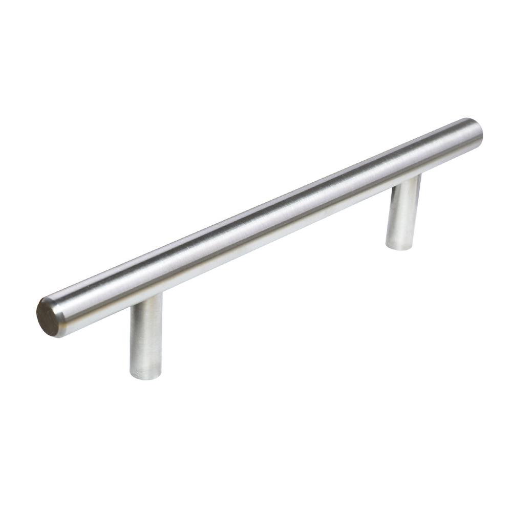 4 25 Drawer Pulls Cabinet Hardware The Home Depot 4 In 102 Mm Center To Stainless Steel Slim