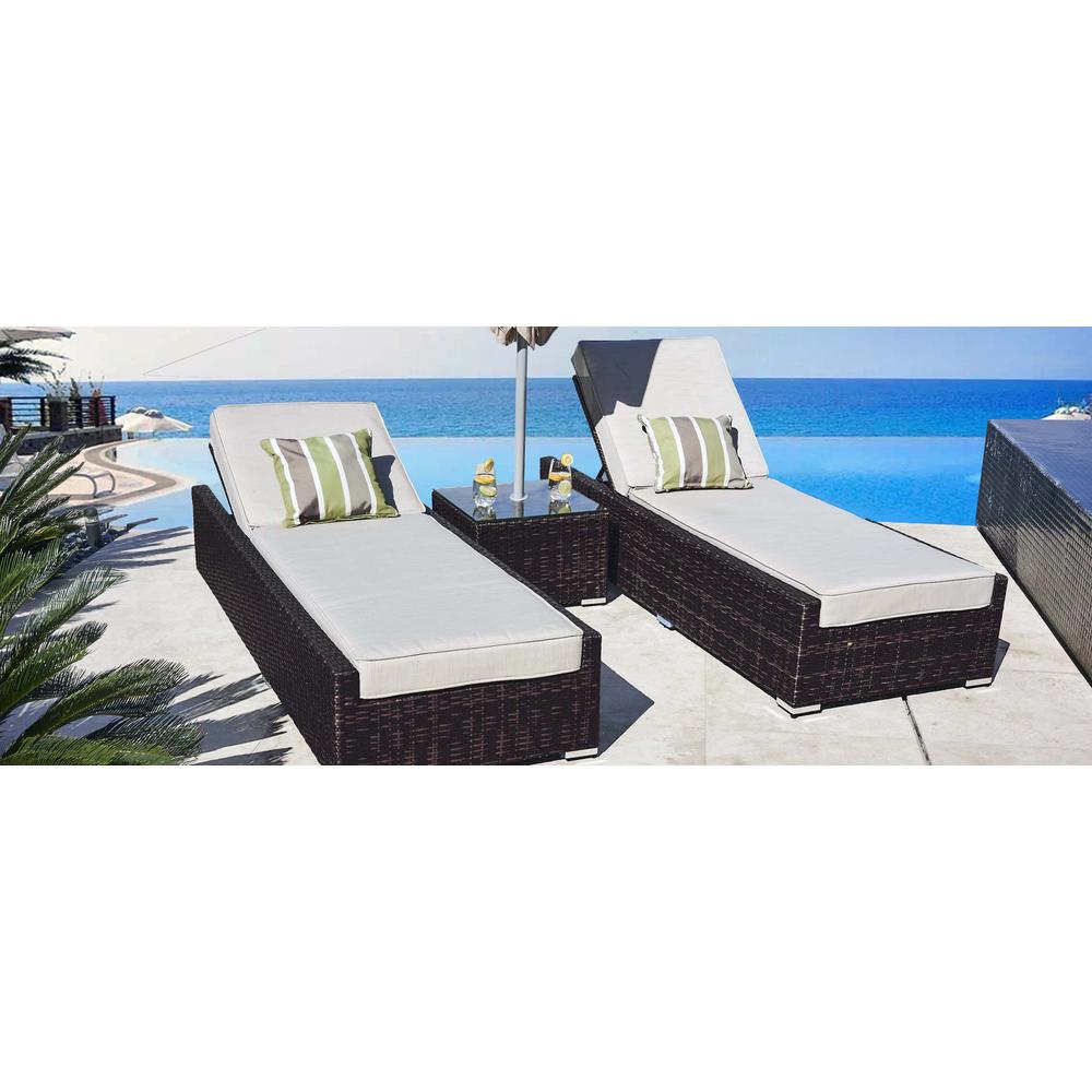 DIRECT WICKER Alisa Black Wicker Outdoor Armless Chaise Lounge with Beige CushionPAL1127Black