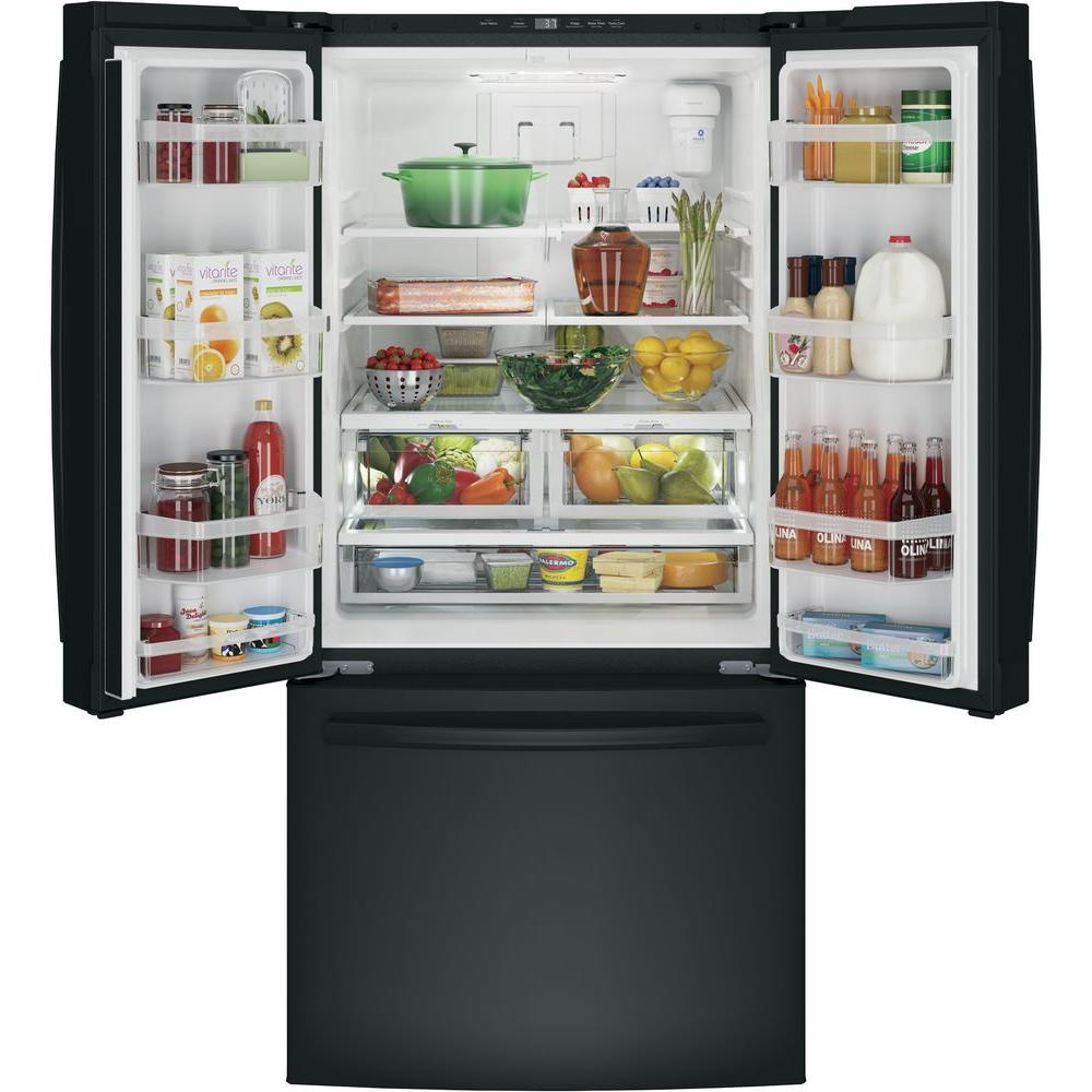 Ge 24 7 Cu Ft French Door Refrigerator In Black Energy Star