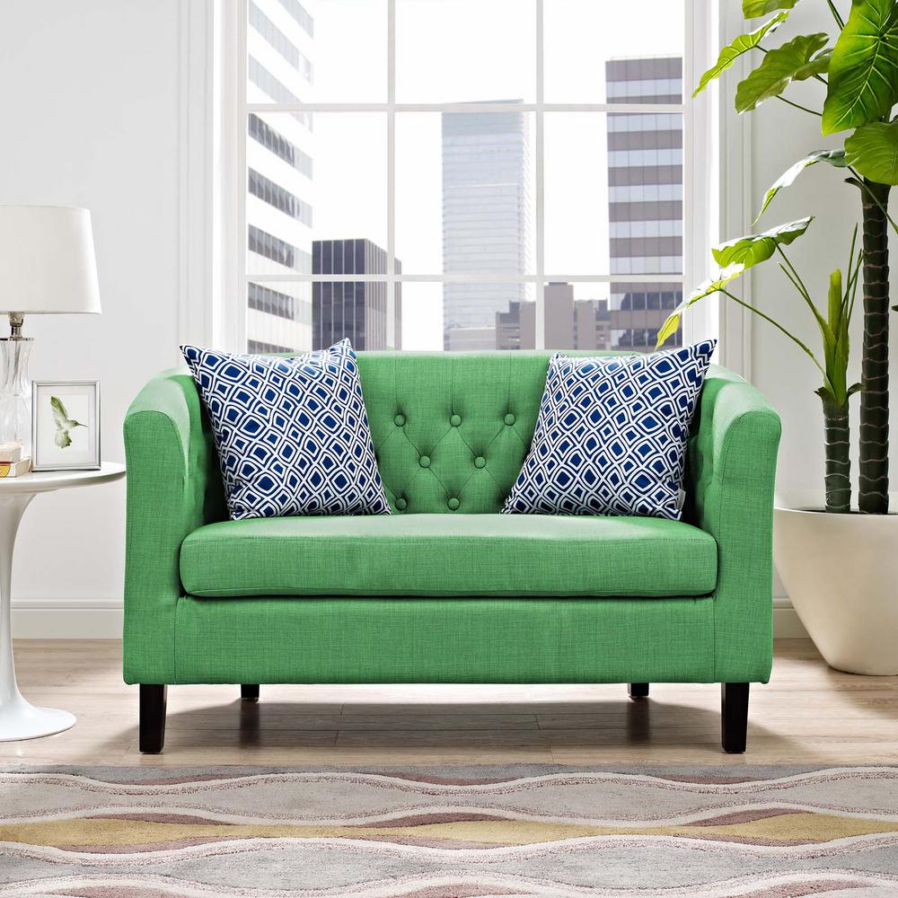 Tufted Green Sofas Loveseats Living Room Furniture The Prospect Kelly Green Upholstered Fabric Loveseat