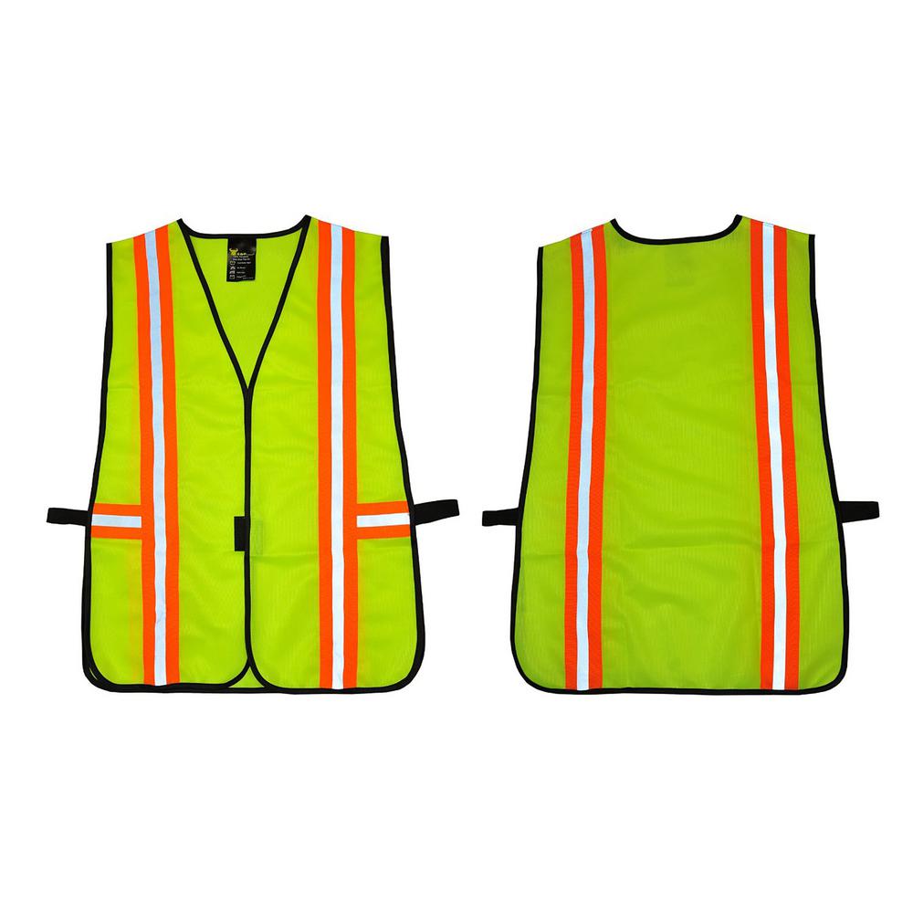 G & F Lime Green All Industrial Safety Vest with Reflective Strip Neon41112 The Home Depot