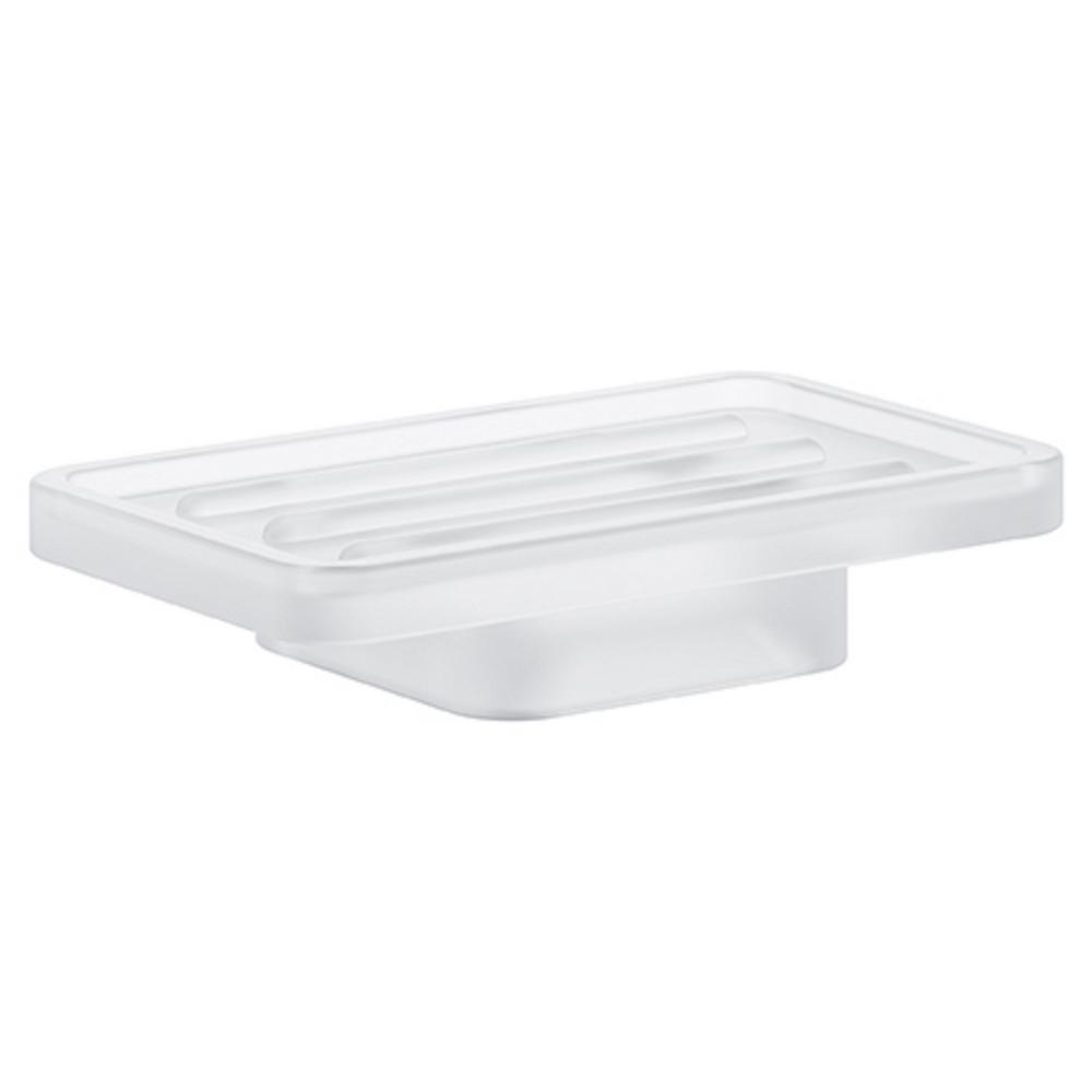 Lenape 41/4 in. x 61/4 in. White Ceramic Soap Dish and Cloth Holder