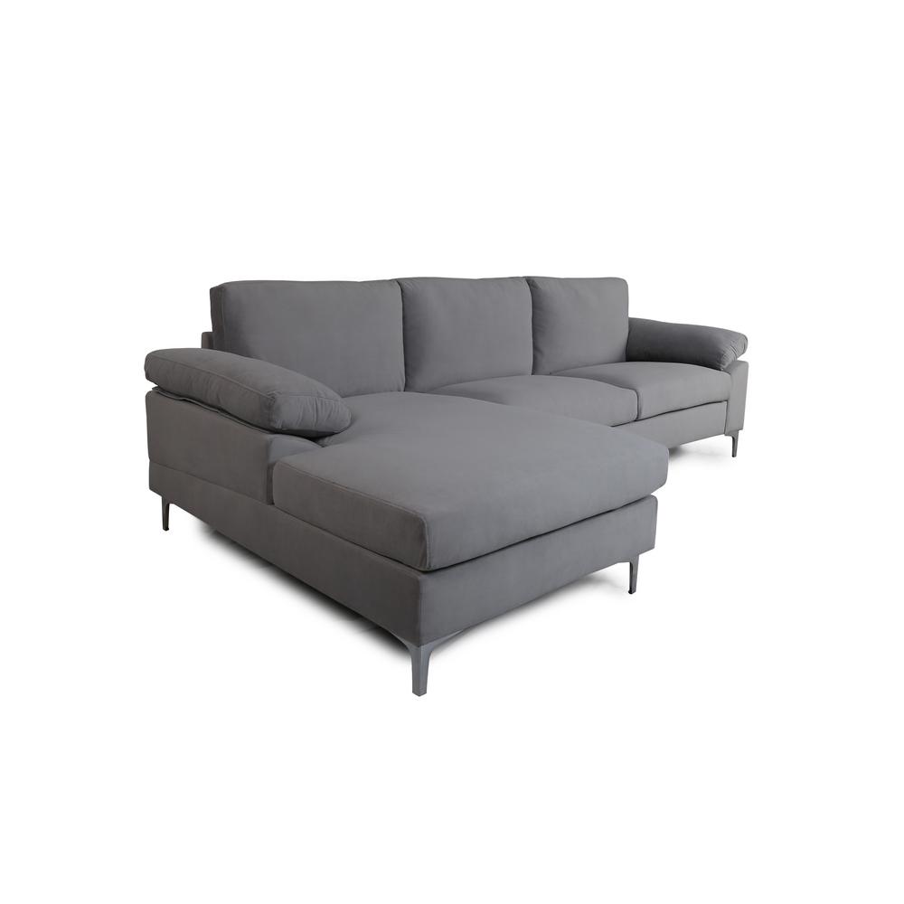 Harper Bright Designs Modern Light Gray Velvet 2 Piece Sectional