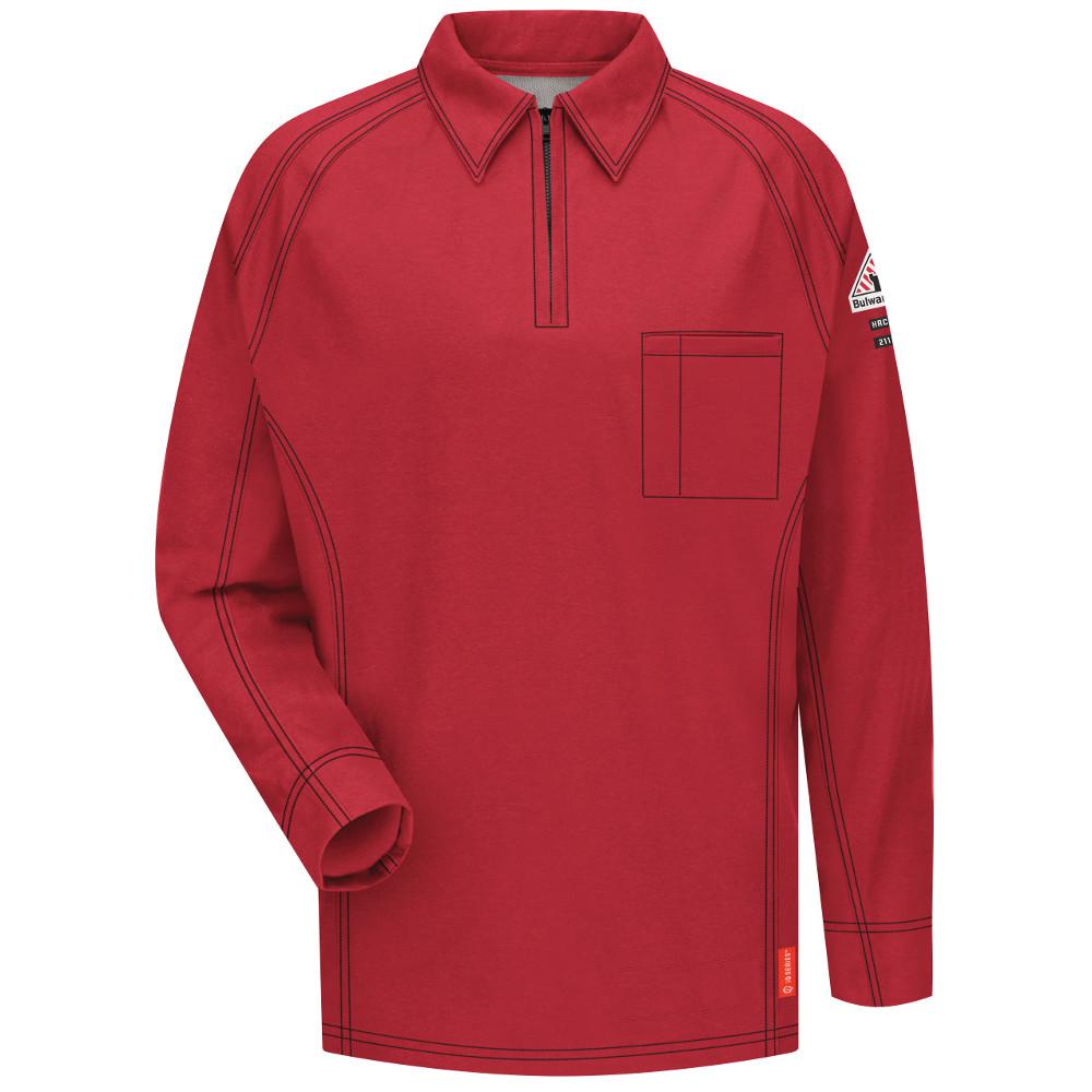 red long sleeve polo shirt