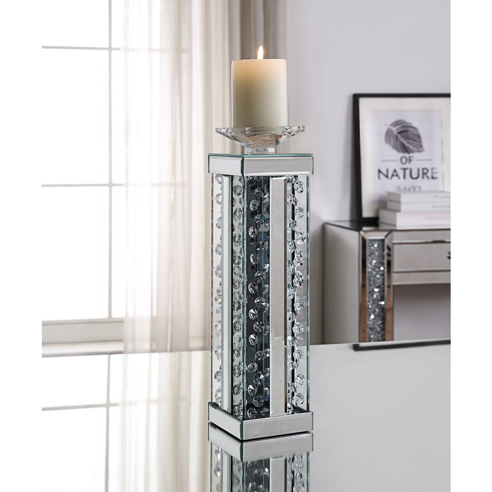 Nysa Mirrored And Faux Crystals Accent Candleholder