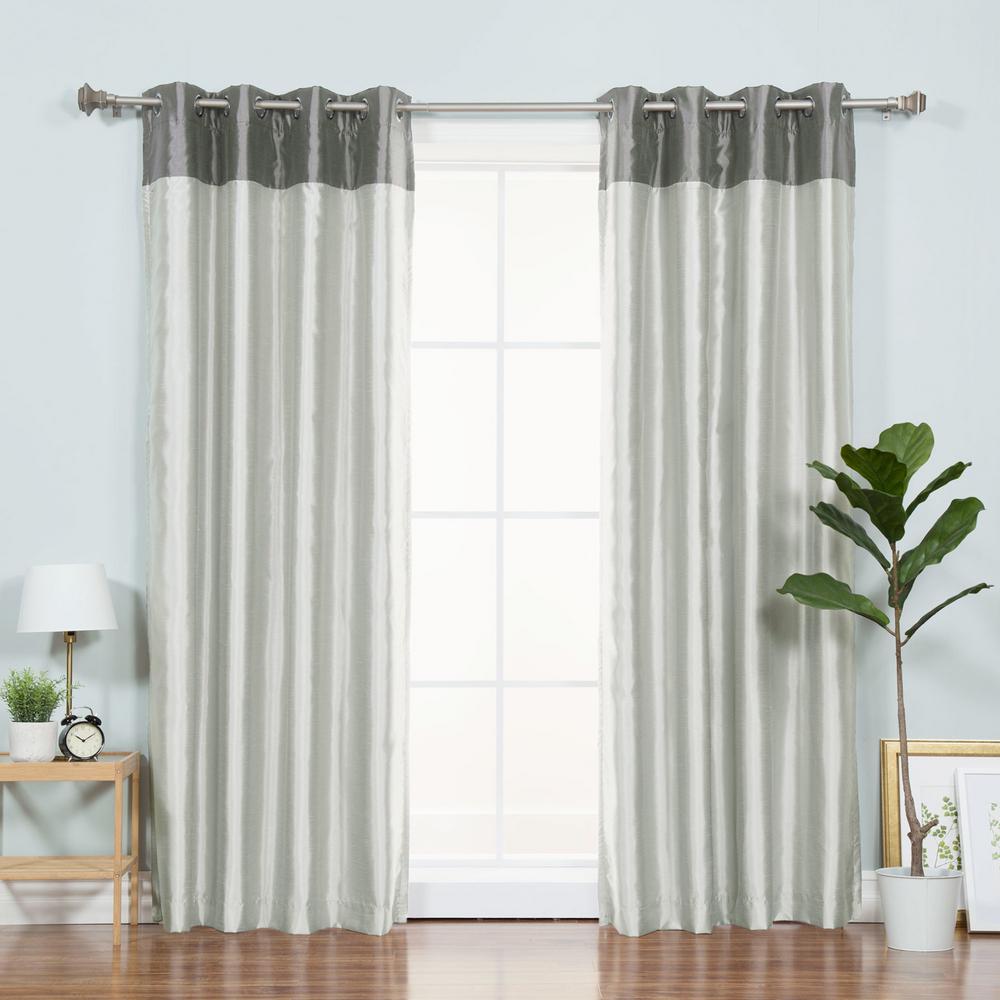 Best Home Fashion 84 In L Grey Faux Silk Dark Grey Top Border