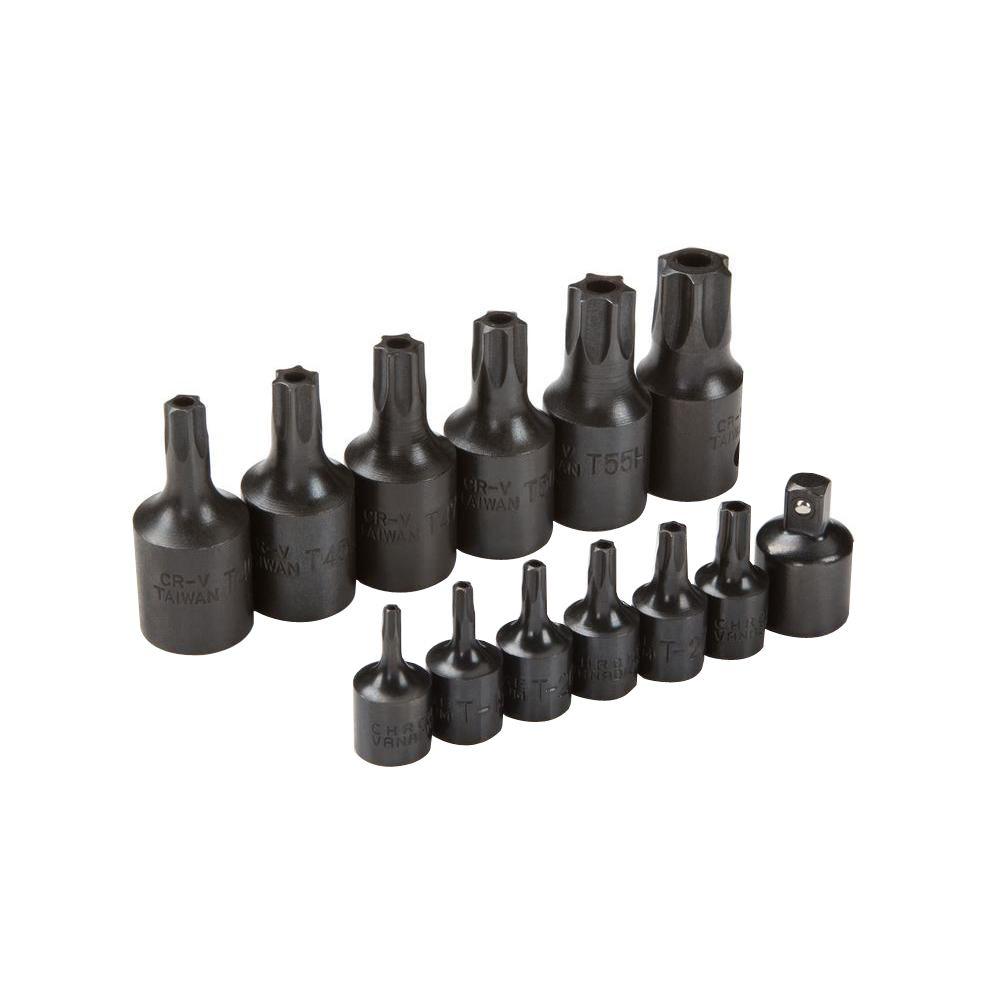 TEKTON 1/4 in. and 3/8 in. Drive TR10TR60 Tamper Star Bit Socket Set