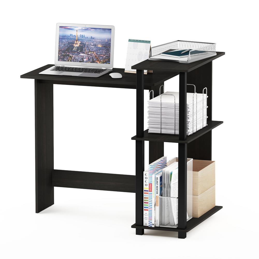 Furinno Abbott Espresso Black Corner Computer Desk With Bookshelf