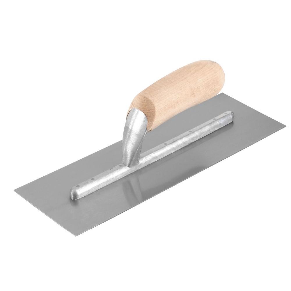 QEP 4-1/2 inch x 11 inch No-Notch Finishing Trowel with Wood Handle by QEP