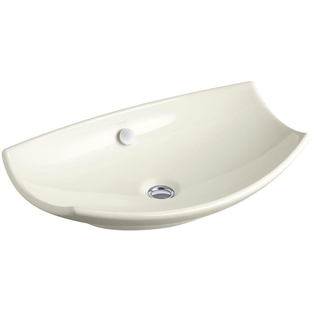 KOHLER Leaf Fireclay Vessel AboveCounter Bathroom Sink in Biscuit with Overflow DrainK253096 KOHLER Leaf Fireclay Vessel AboveCounter Bathroom Sink in Biscuit with Overflow DrainK253096
