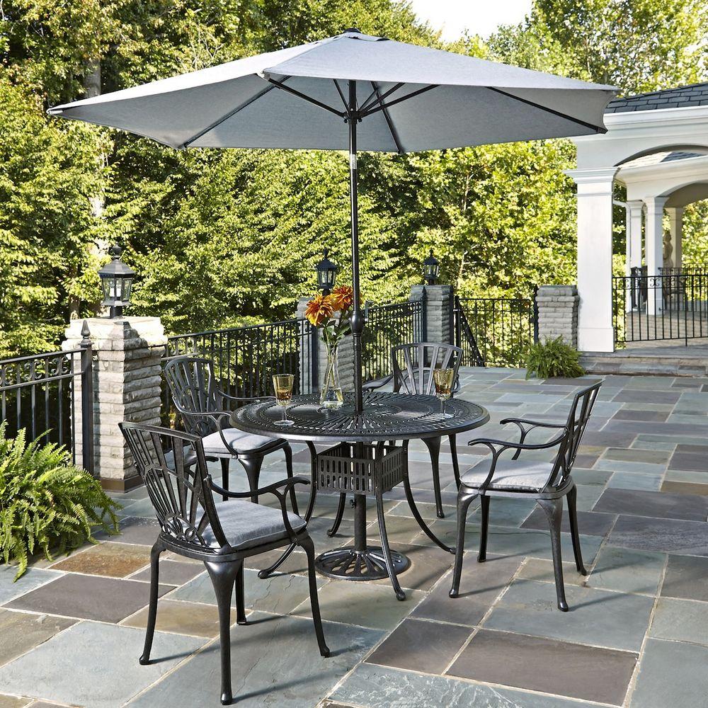 Home Styles Stone Harbor 7-Piece Round Patio Dining Set with Taupe ...