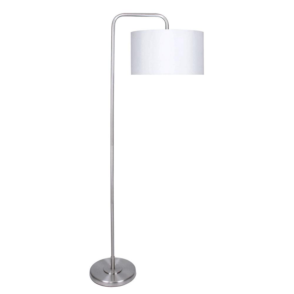 GRANDVIEW GALLERY 69 in. Brushed Nickel Floor Lamp with Slim-Line ...