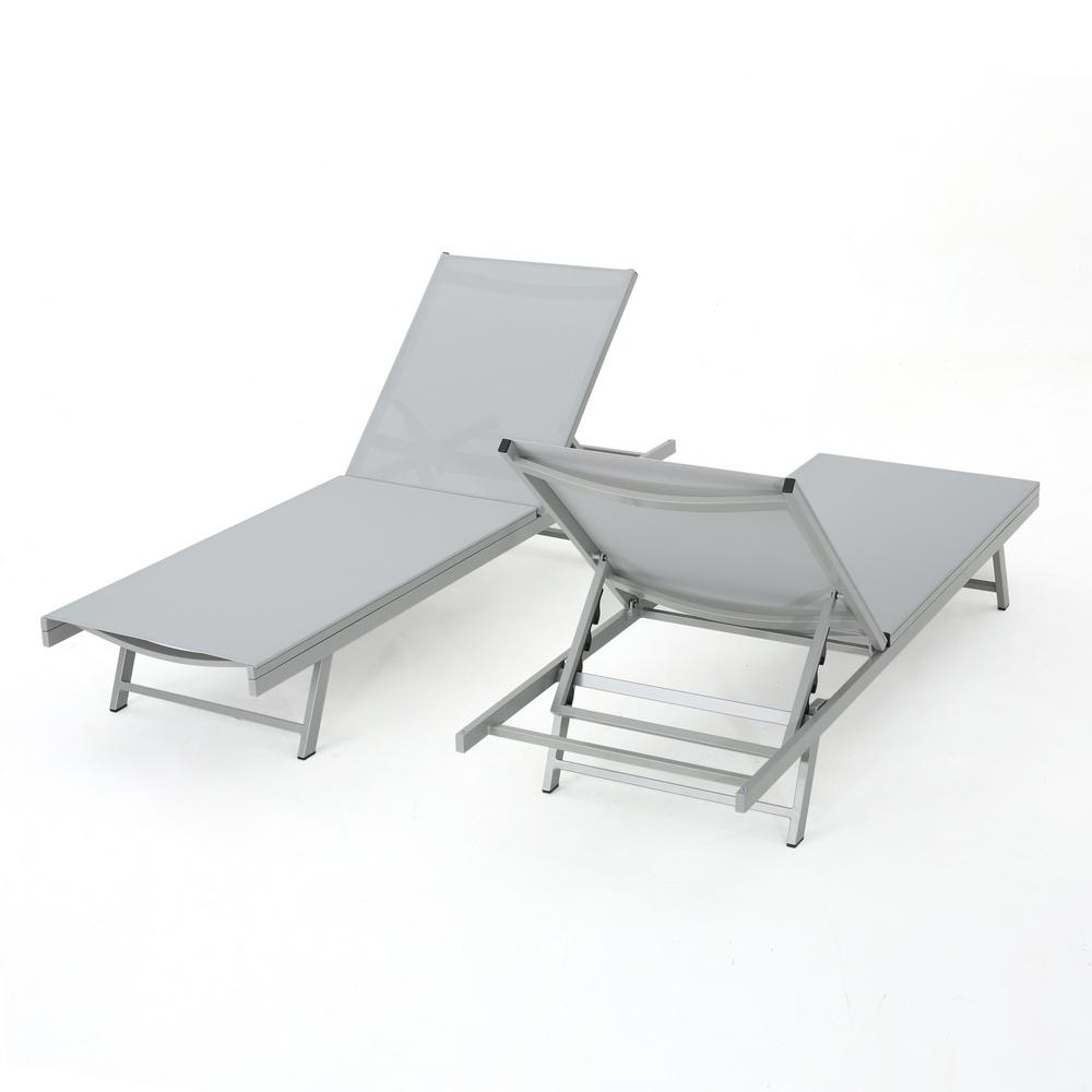Noble House Salton Grey 2 Piece Metal Adjule Outdoor Chaise Salton Grey 2 Piece Metal Adjule Outdoor Chaise Lounge
