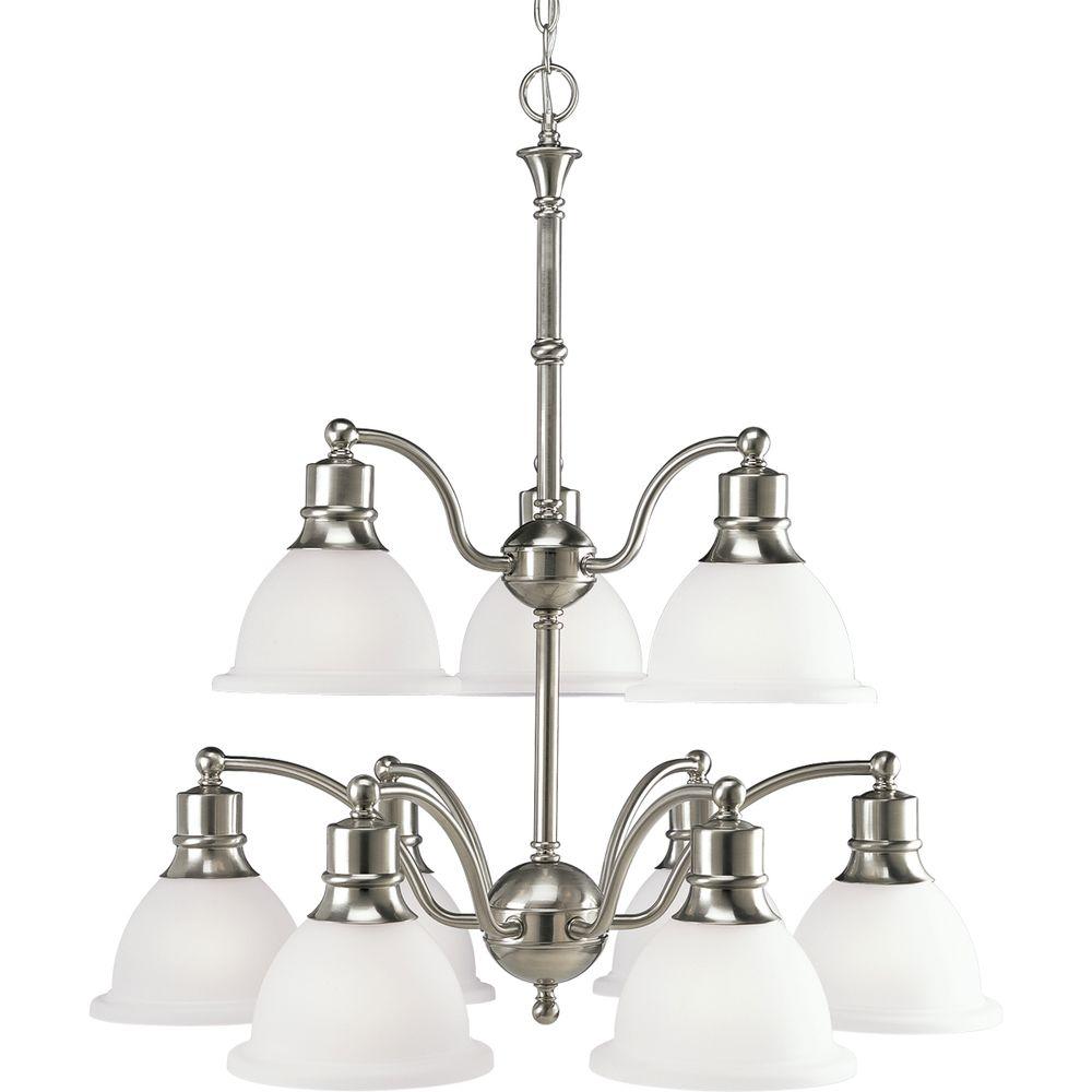 Progress Lighting Madison Collection 9 Light Brushed Nickel Chandelier With Etched Gl Progress Lighting Madison Collection 9 Light Brushed Nickel Chandelier With Etched Gl