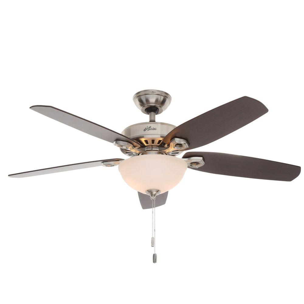 Hunter Builder Deluxe 52 In Indoor Brushed Nickel Ceiling Fan With Light Kit