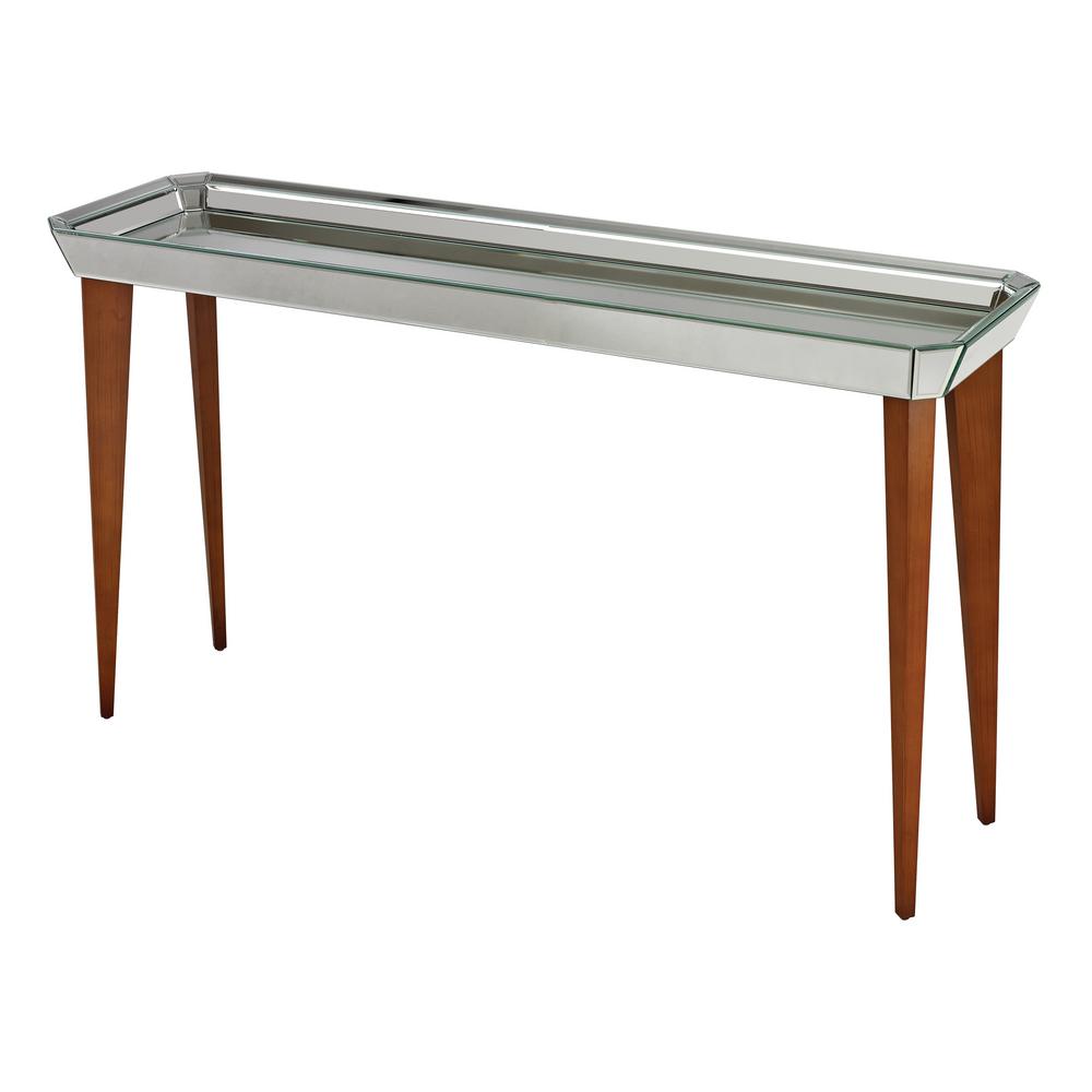 Titan Lighting Rushbrook Mid Century Bright Chestnut And Mirror Titan Lighting Rushbrook Mid Century Bright Chestnut And Mirror Console Table