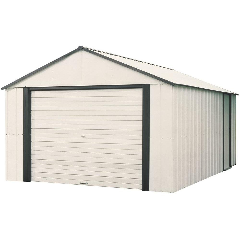 Murryhill 12 Ft W X 31 Ft D 2 Tone White Galvanized Vinyl Coated Metal Garage Type Storage Shed