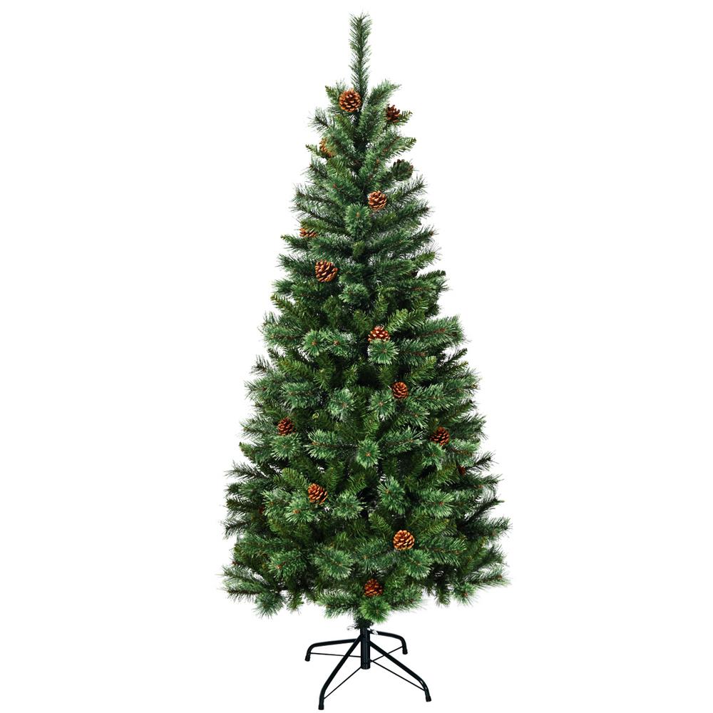 Costway 6 ft. Green Unlit Slim Fraser Fir Artificial Christmas Tree