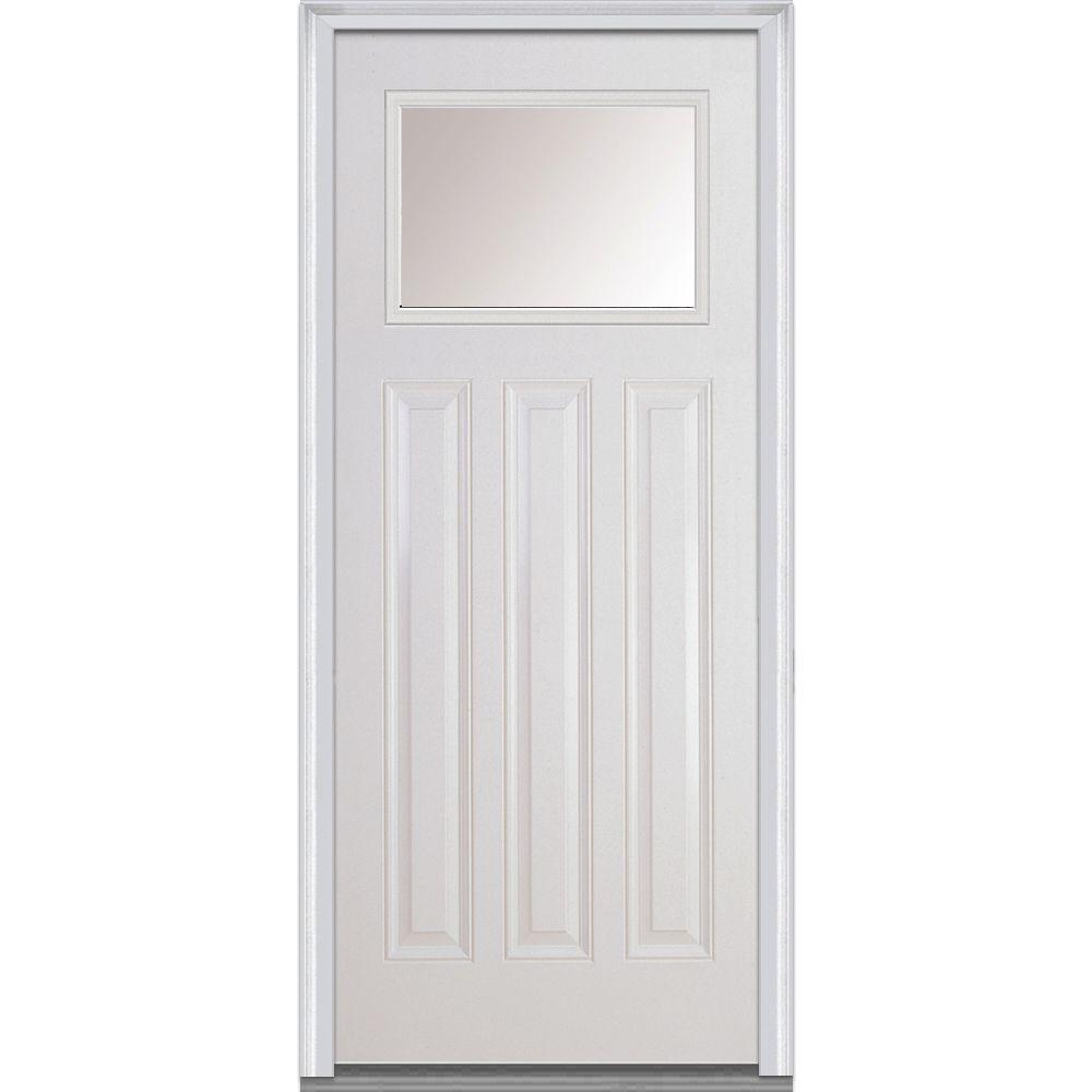 MMI Door 36 In. X 80 In. Clear Right-Hand Craftsman 1/4 Lite 3-Panel ...