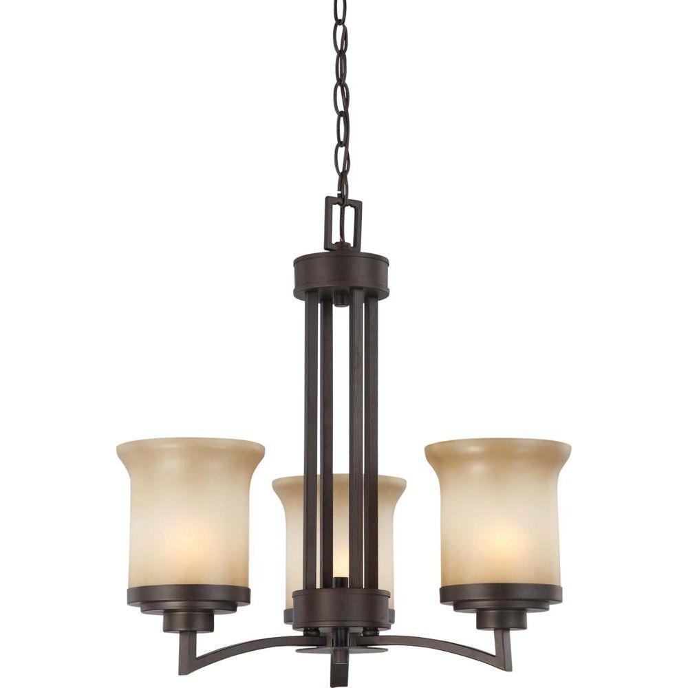 Hampton Bay Alta Loma 3 Light Dark Ridge Bronze Chandelier 27157 3 Light Dark Chocolate Bronze Chandelier With Saffron Glass Shade